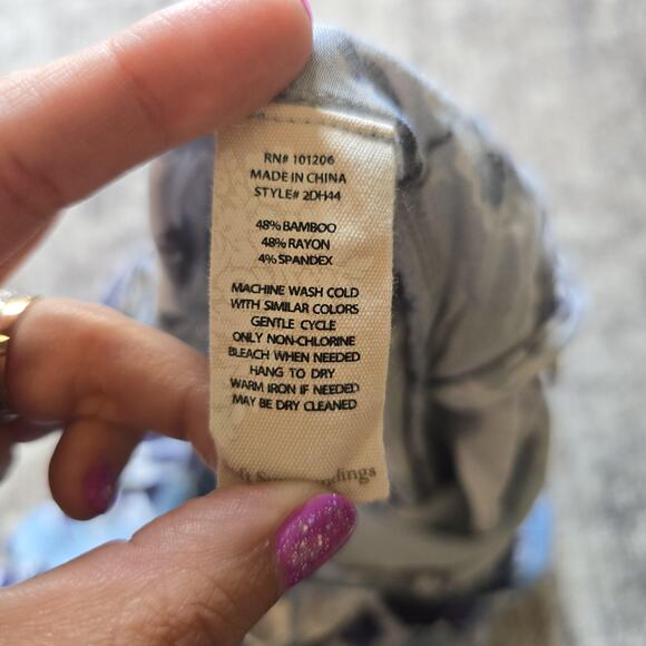 Soft Surroundings Pants Womens Small Blue Floral Bamboo Rayon Stretch Wide Leg - Picture 6 of 11